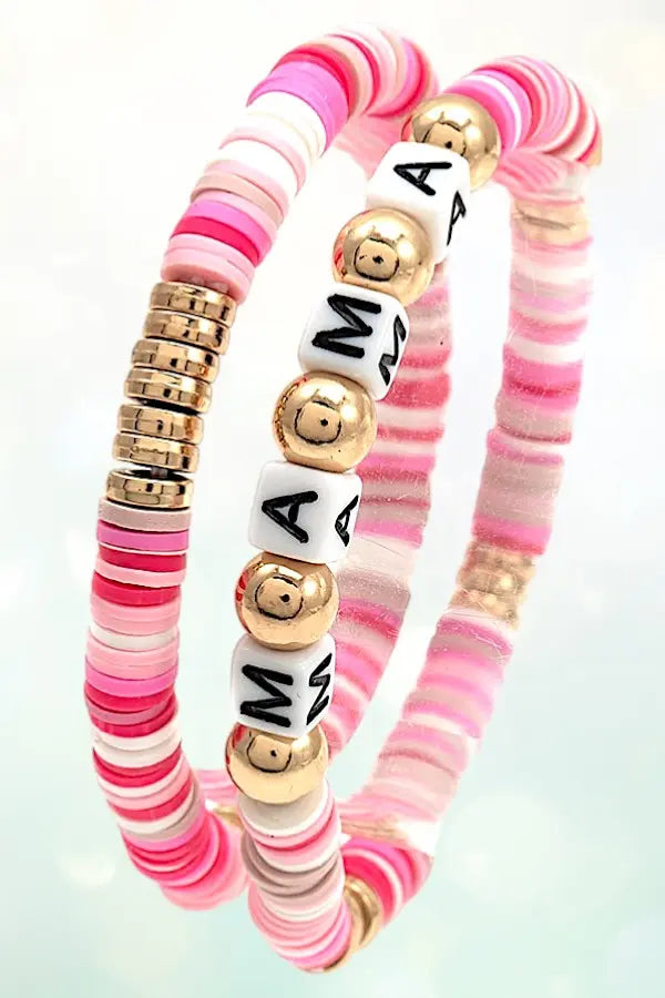 MAMA CUBE BEAD STATIONED DISK BEADED BRACELET SET - SweetShine c.o.c. 