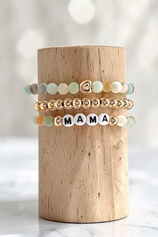 SEMI PRECIOUS BEAD MAMA STRETCH BRACELET SET - SweetShine c.o.c. 