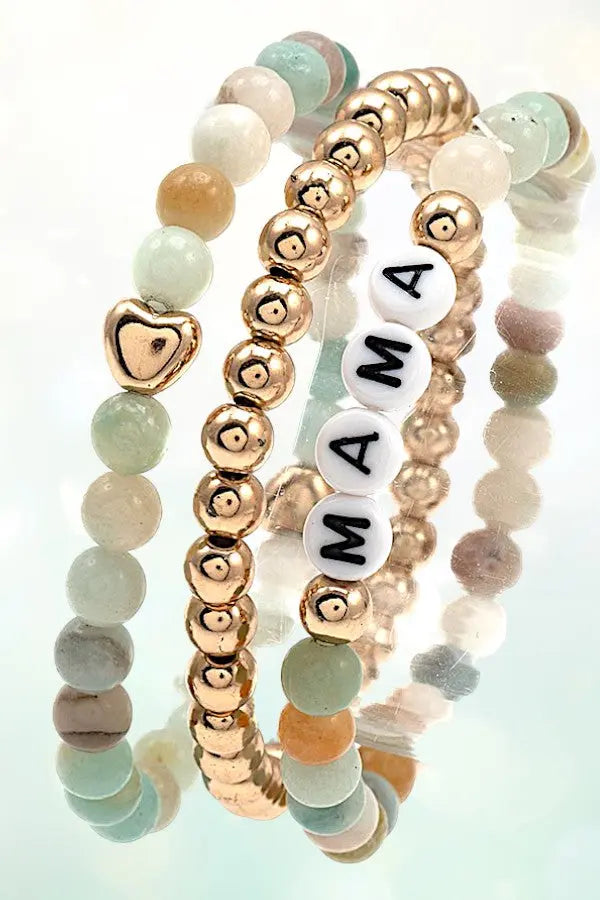 SEMI PRECIOUS BEAD MAMA STRETCH BRACELET SET - SweetShine c.o.c. 