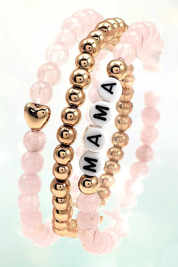SEMI PRECIOUS BEAD MAMA STRETCH BRACELET SET - SweetShine c.o.c. 