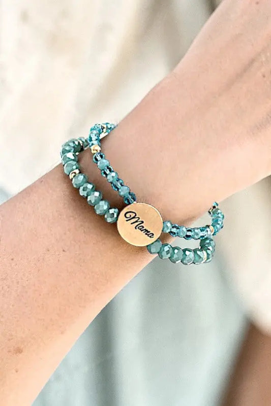 DOUBLE STRAND FACETED GLASS BEAD MAMA DISK BRACELET - SweetShine c.o.c. 