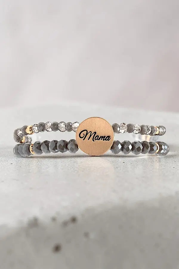 DOUBLE STRAND FACETED GLASS BEAD MAMA DISK BRACELET - SweetShine c.o.c. 