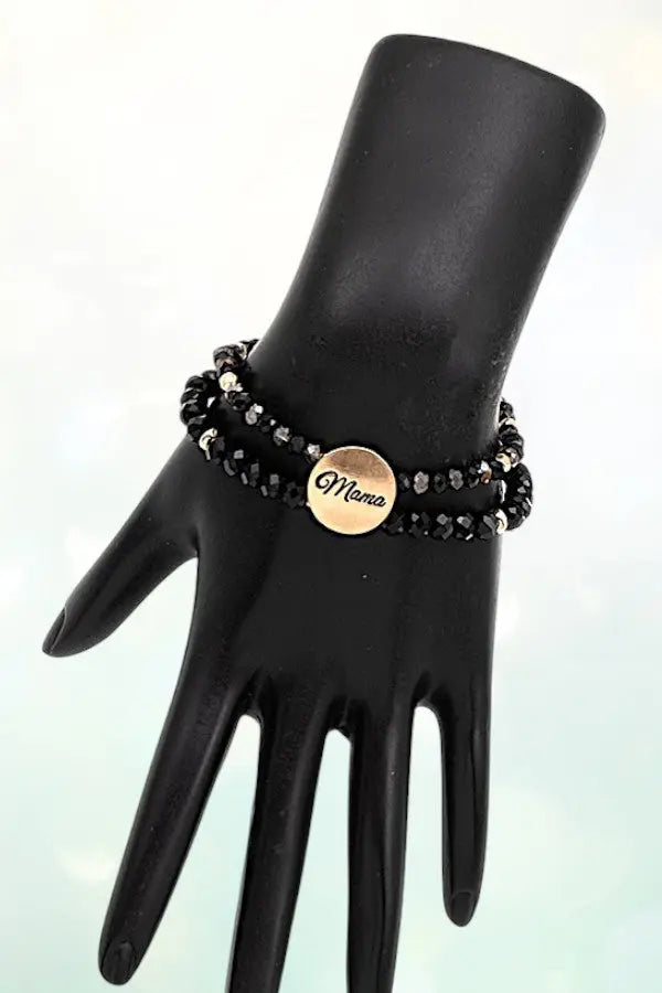 DOUBLE STRAND FACETED GLASS BEAD MAMA DISK BRACELET - SweetShine c.o.c. 