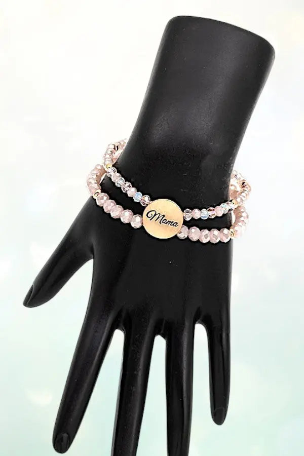 DOUBLE STRAND FACETED GLASS BEAD MAMA DISK BRACELET - SweetShine c.o.c. 