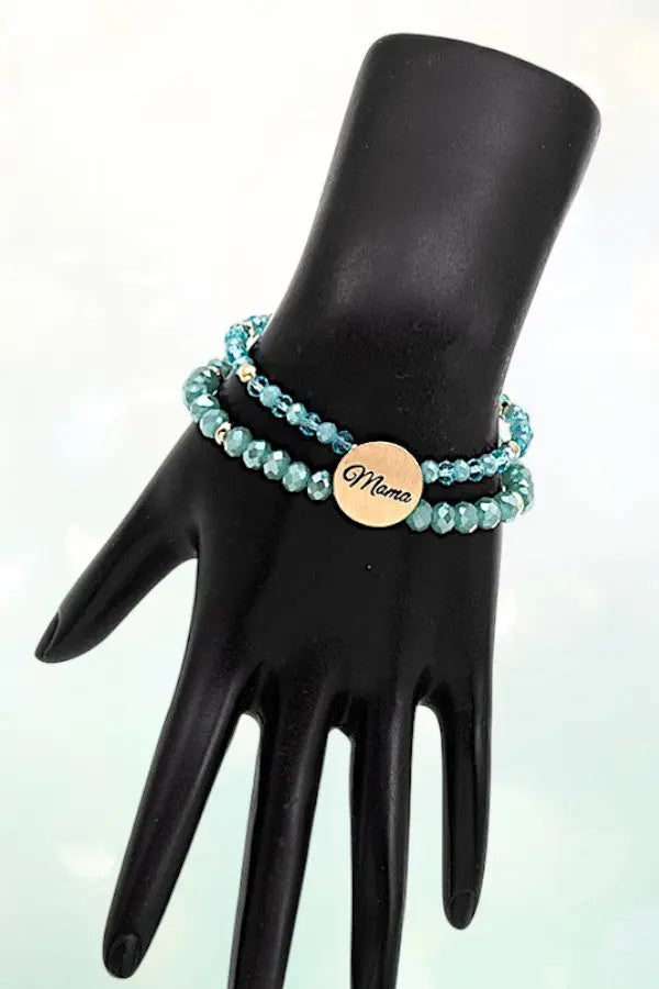 DOUBLE STRAND FACETED GLASS BEAD MAMA DISK BRACELET - SweetShine c.o.c. 