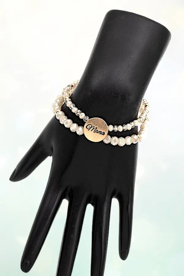 DOUBLE STRAND FACETED GLASS BEAD MAMA DISK BRACELET - SweetShine c.o.c. 
