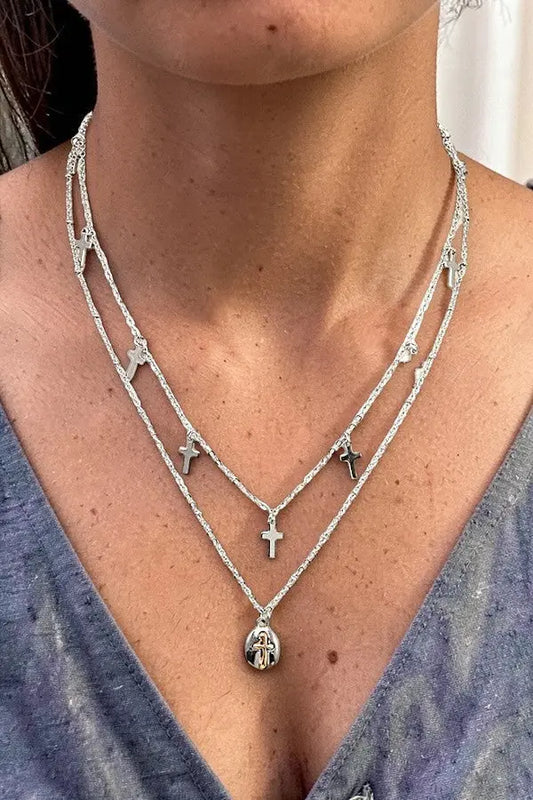 MULTI CROSS DANGLE LAYERED NECKLACE - SweetShine c.o.c. 