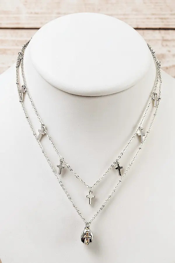 MULTI CROSS DANGLE LAYERED NECKLACE - SweetShine c.o.c. 