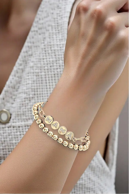 RHINESTONE LETTERING MAMA CHAIN BEADED MIX BRACELET SET - SweetShine c.o.c. 