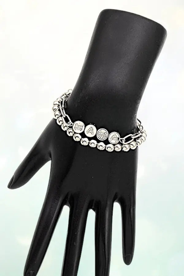 RHINESTONE LETTERING MAMA CHAIN BEADED MIX BRACELET SET - SweetShine c.o.c. 
