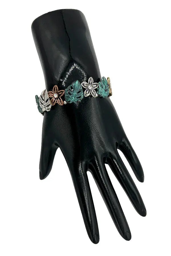 Floral Leaf Gem Stretch Bracelet - SweetShine c.o.c. 