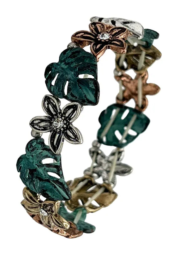 Floral Leaf Gem Stretch Bracelet - SweetShine c.o.c. 