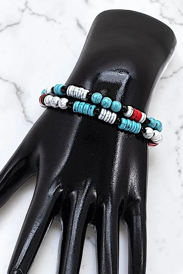 2 STRAND MIX BEADED STRETCH BRACELET SET - SweetShine c.o.c. 