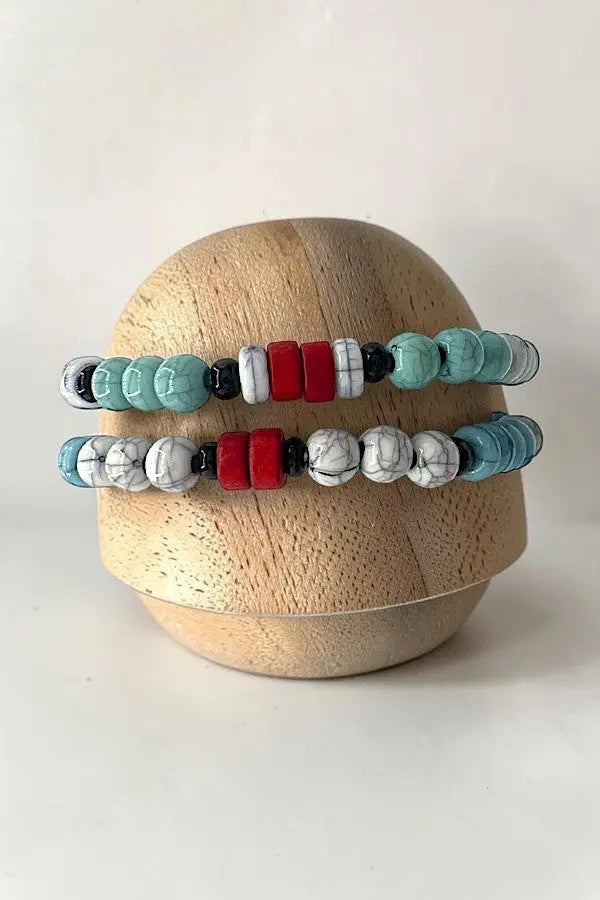 2 STRAND MIX BEADED STRETCH BRACELET SET - SweetShine c.o.c. 
