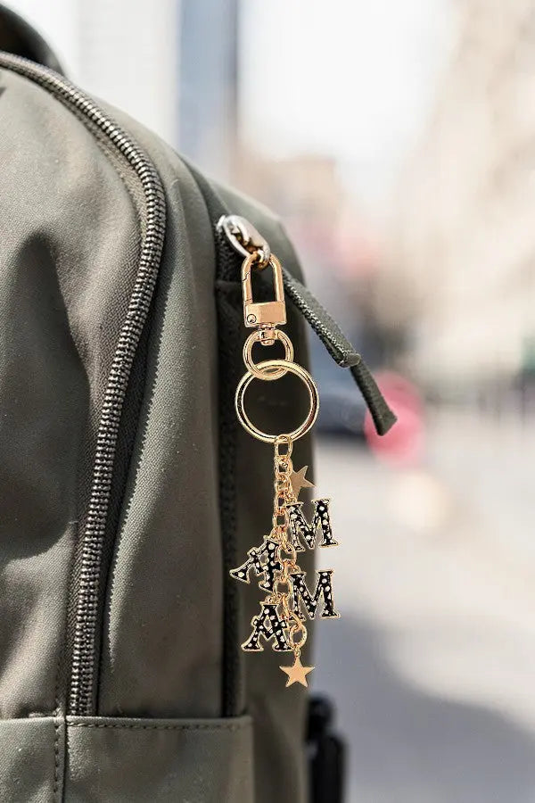 CHEETAH PRINT MAMA STAR LINK DROP KEYCHAIN - SweetShine c.o.c. 