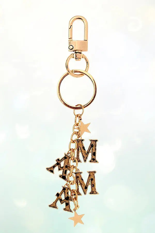 CHEETAH PRINT MAMA STAR LINK DROP KEYCHAIN - SweetShine c.o.c. 