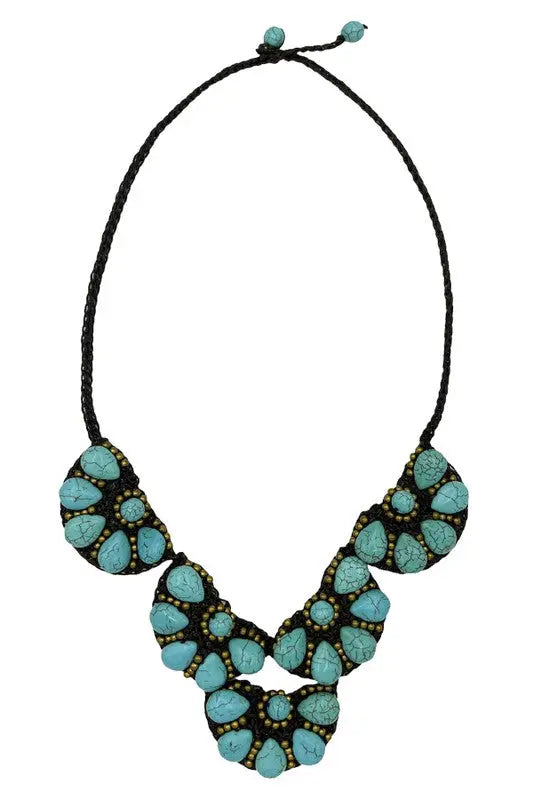 Semi Floral Gemstone Bib Necklace - SweetShine c.o.c. 