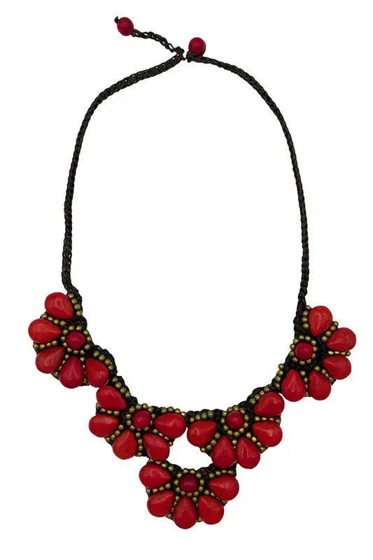 Semi Floral Gemstone Bib Necklace - SweetShine c.o.c. 