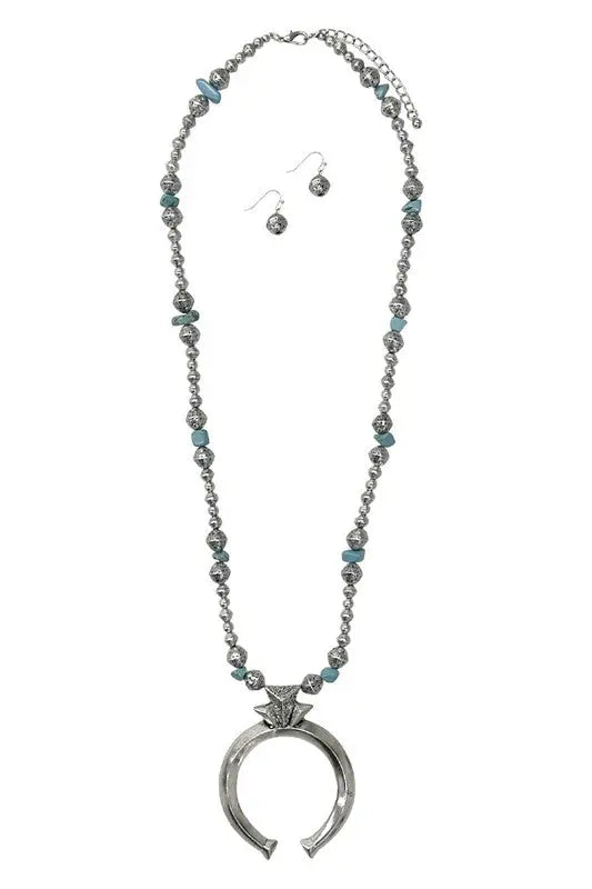 Elongated Curved Pendant Bead Necklace Set - SweetShine c.o.c. 
