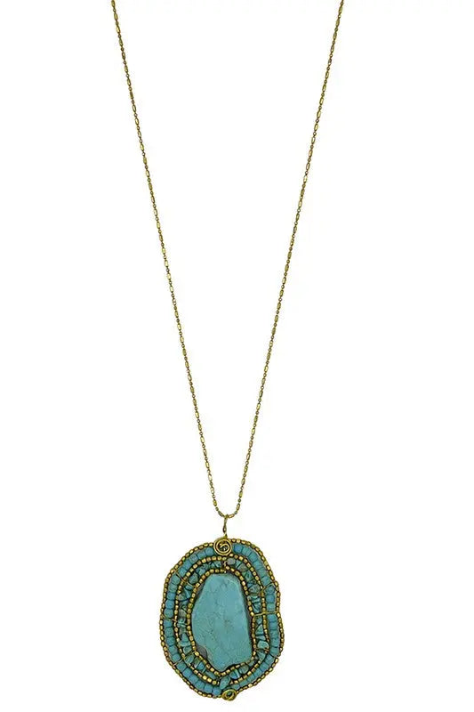 Nugget Gemstone Large Pendant Necklace - SweetShine c.o.c. 