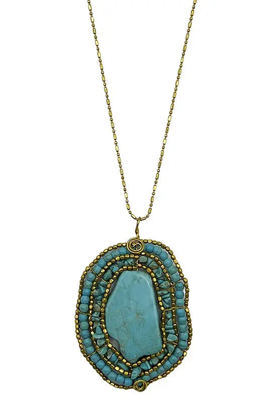 Nugget Gemstone Large Pendant Necklace - SweetShine c.o.c. 