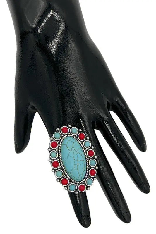 Oval Floral Gem Pave Cuff Ring - SweetShine c.o.c. 