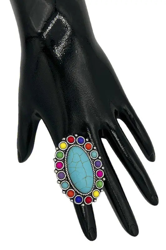 Oval Floral Gem Pave Cuff Ring - SweetShine c.o.c. 