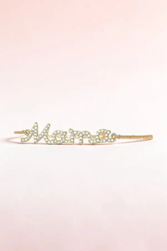 CZ STONE PAVE MAMA LINK CHAIN BRACELET - SweetShine c.o.c. 