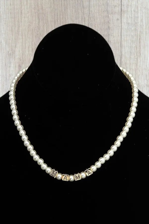 MAMA CUBIC BEAD PEARL LINK NECKLACE - SweetShine c.o.c. 
