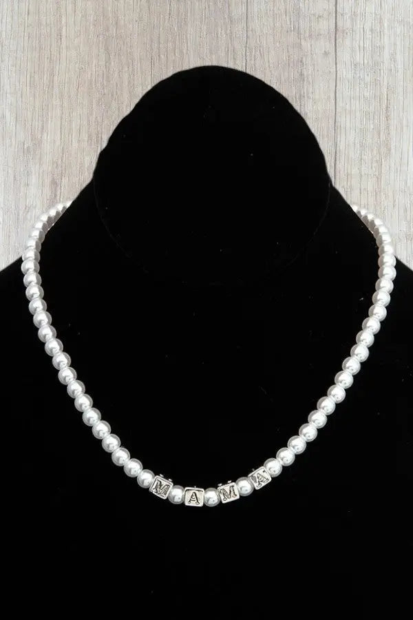 MAMA CUBIC BEAD PEARL LINK NECKLACE - SweetShine c.o.c. 