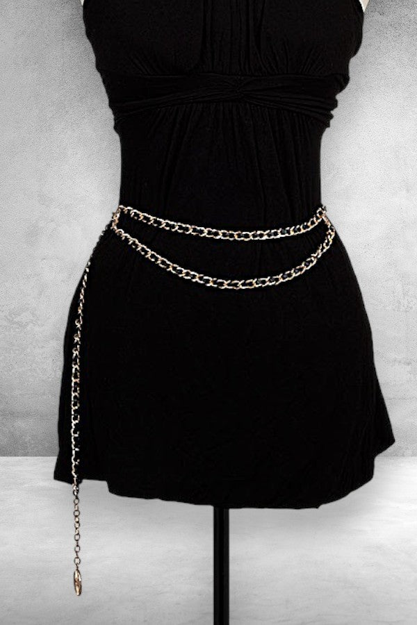 INTERWOVEN CHAIN INFINITY ETCHED COIN TIP FASHION BELT