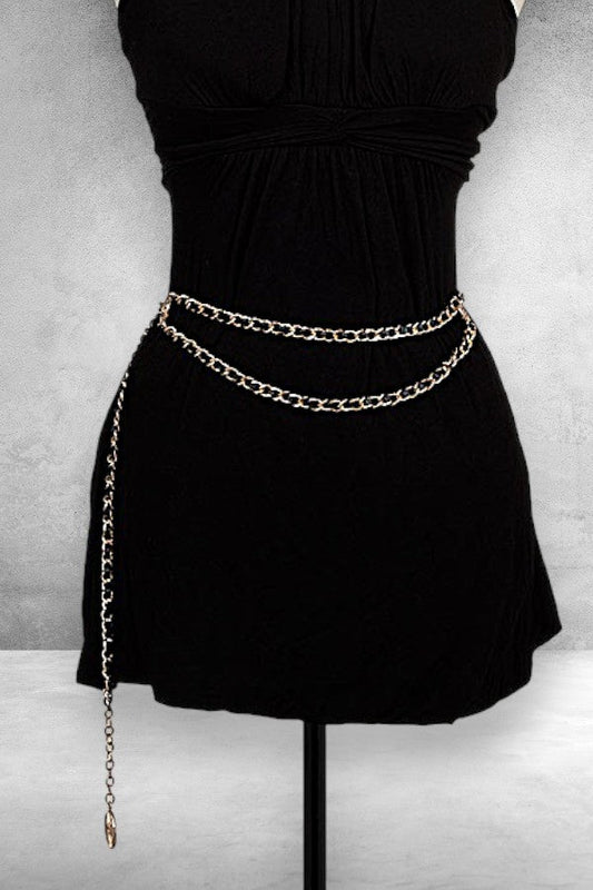 INTERWOVEN CHAIN INFINITY ETCHED COIN TIP FASHION BELT