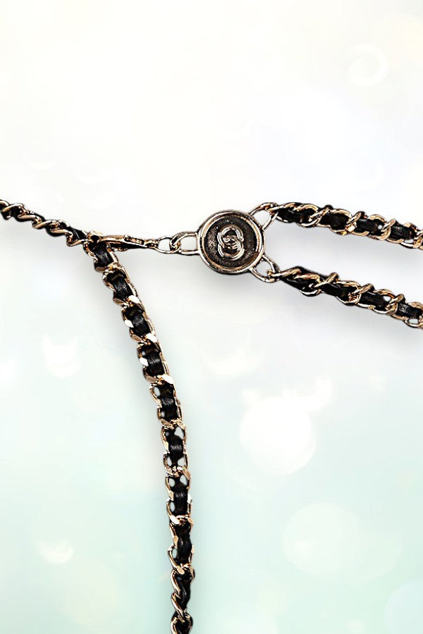INTERWOVEN CHAIN INFINITY ETCHED COIN TIP FASHION BELT