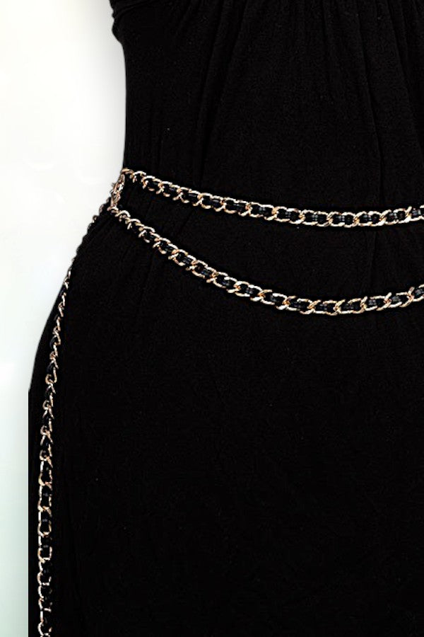 INTERWOVEN CHAIN INFINITY ETCHED COIN TIP FASHION BELT