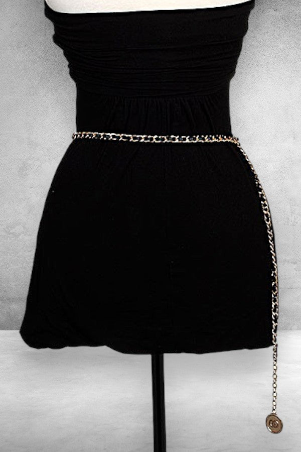 INTERWOVEN CHAIN INFINITY ETCHED COIN TIP FASHION BELT