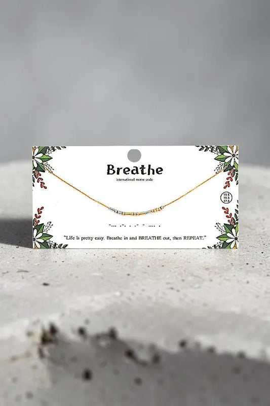 BREATHE MORSE CODE PENDANT NECKLACE AB-SS