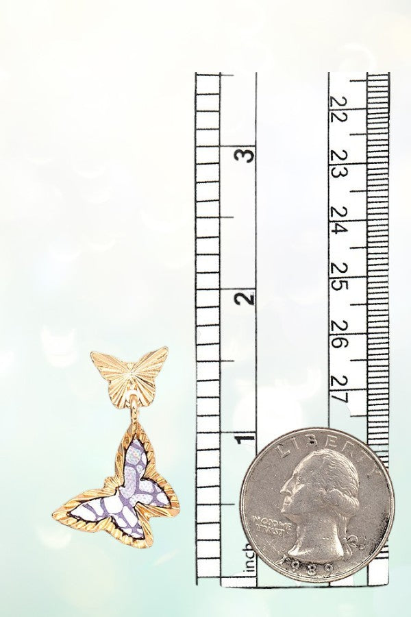BUTTERFLY DOUBLE LINK DANGLE EARRING