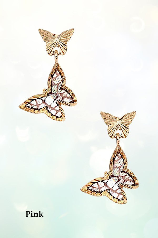 BUTTERFLY DOUBLE LINK DANGLE EARRING
