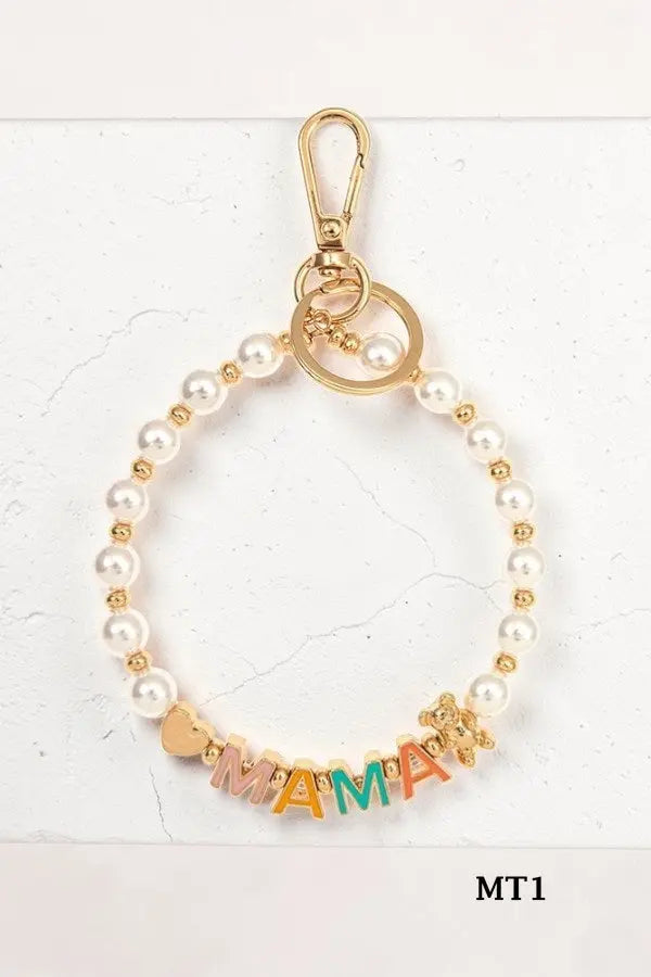 MAMA CHARM PEARL BEAD BRACELET KEYCHAIN - SweetShine c.o.c. 