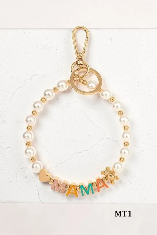 MAMA CHARM PEARL BEAD BRACELET KEYCHAIN - SweetShine c.o.c. 