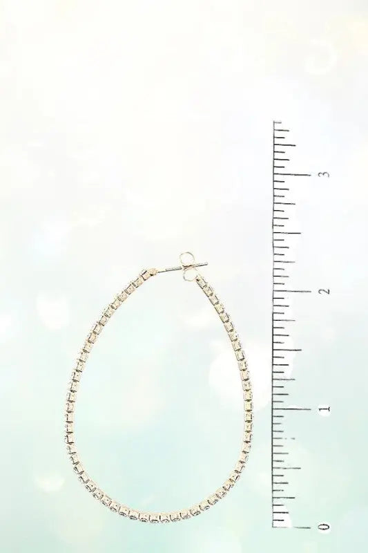 RHINESTONE PAVE LARGE TEARDROP FLEX HOOP EARRING - SweetShine c.o.c. 