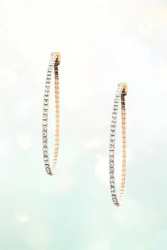 RHINESTONE PAVE LARGE TEARDROP FLEX HOOP EARRING - SweetShine c.o.c. 