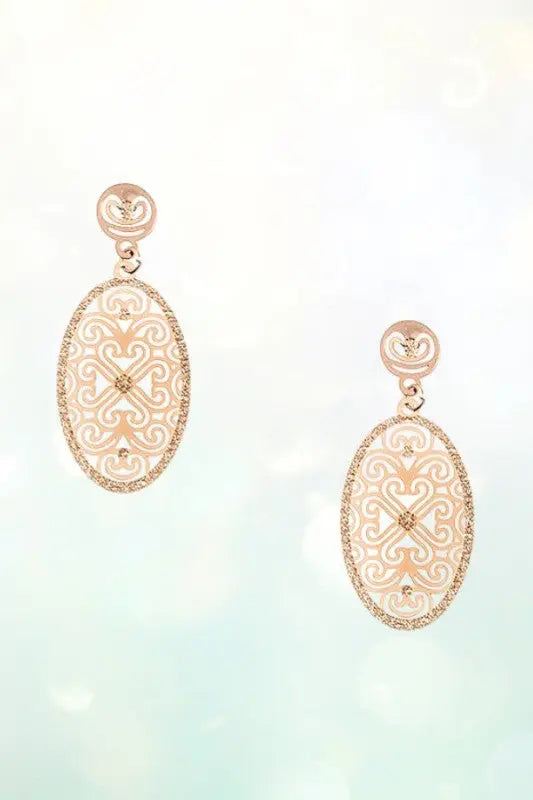 OVAL FILIIGREE DANGLE ROUND FILIGREE POST EARRING - SweetShine c.o.c. 