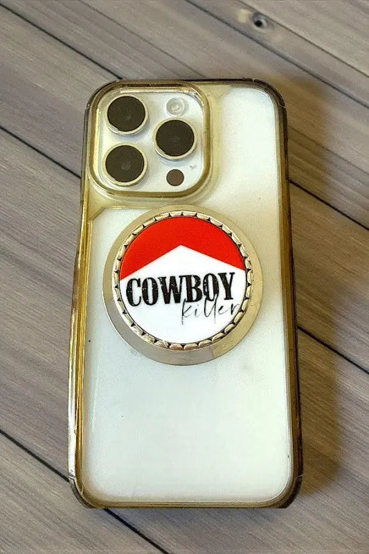 WESTERN VINTAGE ROUND COWBOY KILLER FRAMED BUTTON POP-UP PHONE GRIP - SweetShine c.o.c. 