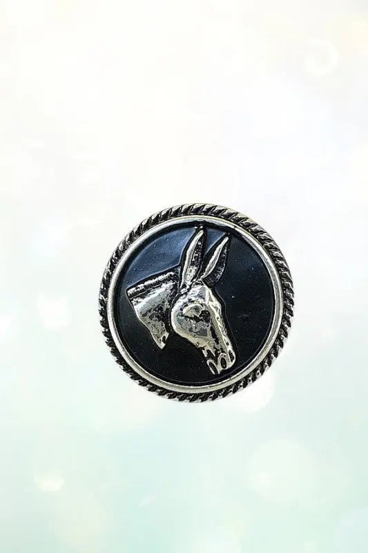 WESTERN BLACK DONKEY HEAD ROUND PORTRAIT CUFF RING - SweetShine c.o.c. 