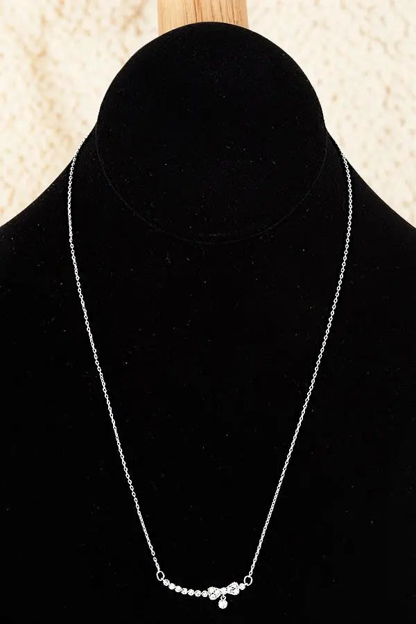 CZ GEMSTONE PAVE BOW PENDANT NECKLACE - SweetShine c.o.c. 
