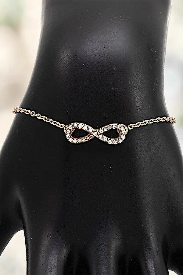RHINESTONE PAVE INFINITY CHARM DELICATE CHAIN BRACELET AB-SS