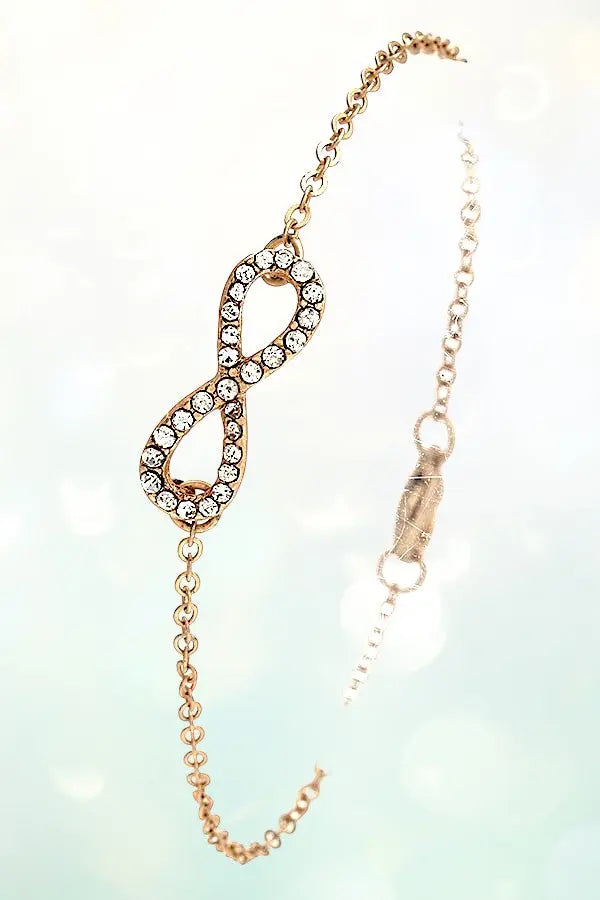 RHINESTONE PAVE INFINITY CHARM DELICATE CHAIN BRACELET AB-SS