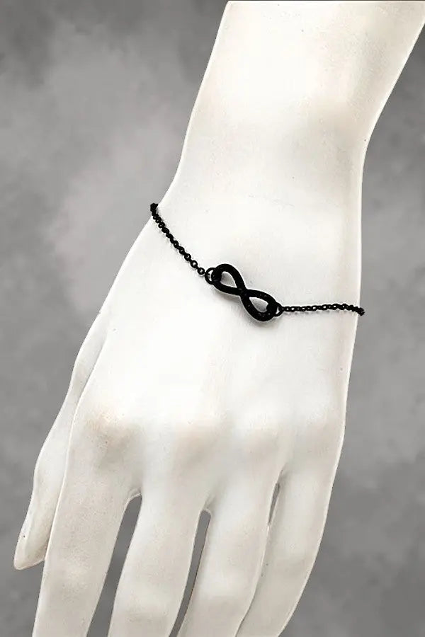 RHINESTONE PAVE INFINITY CHARM DELICATE CHAIN BRACELET AB-SS