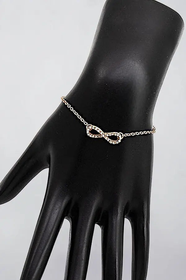 RHINESTONE PAVE INFINITY CHARM DELICATE CHAIN BRACELET AB-SS